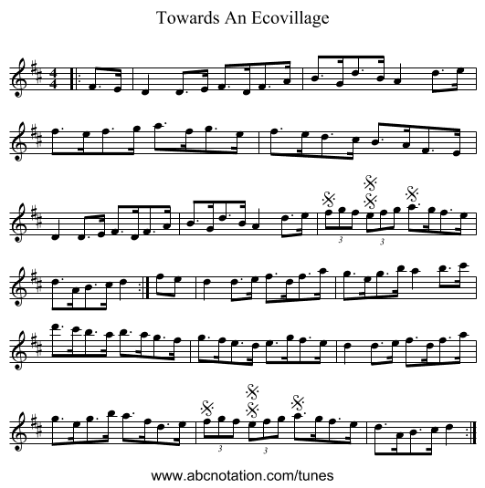Towards An Ecovillage - staff notation