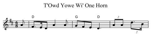 T'Owd Yowe Wi' One Horn - staff notation