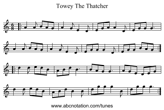 Towey The Thatcher - staff notation