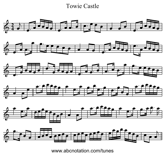 Towie Castle - staff notation