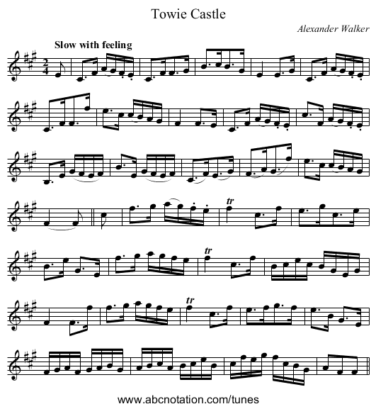 Towie Castle - staff notation