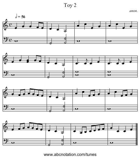 Toy 2 - staff notation