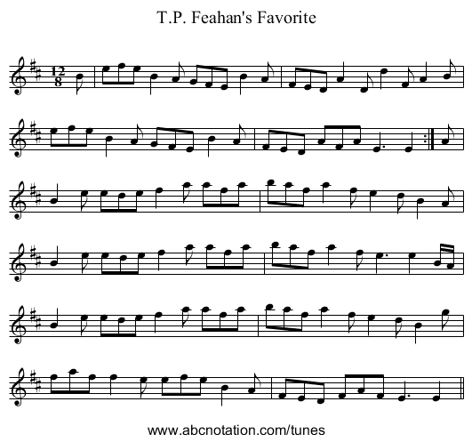 T.P. Feahan's Favorite - staff notation