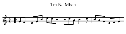 Tra Na Mban - staff notation
