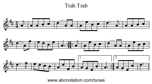 Trab Trab - staff notation