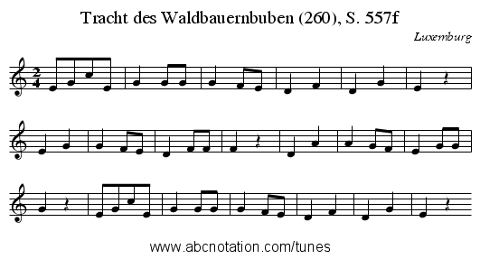 Tracht des Waldbauernbuben (260), S. 557f - staff notation