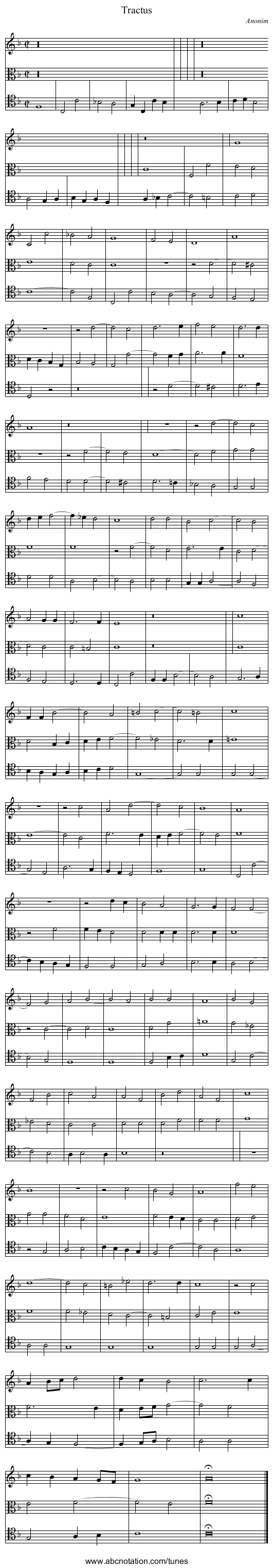 Tractus - staff notation