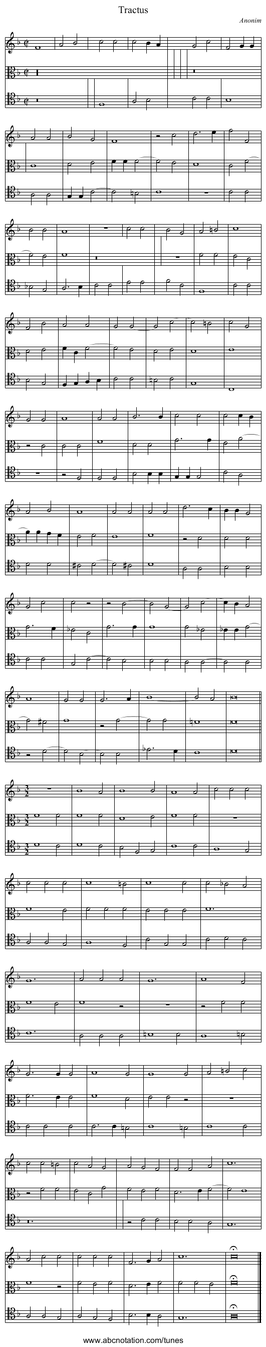 Tractus - staff notation