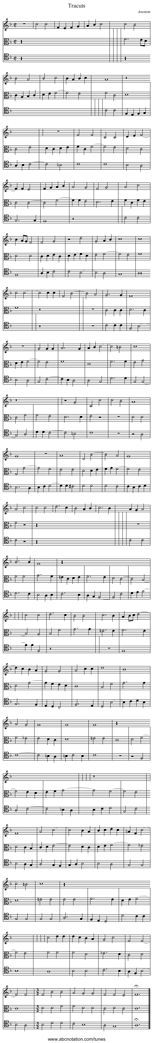 Tracuts - staff notation