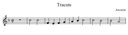 Tracuts - staff notation