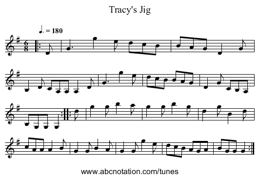 Tracy's Jig - staff notation
