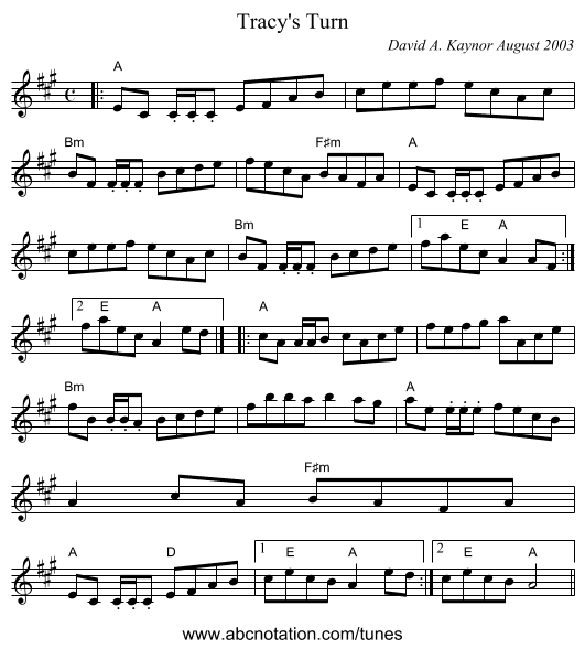 Tracy's Turn - staff notation