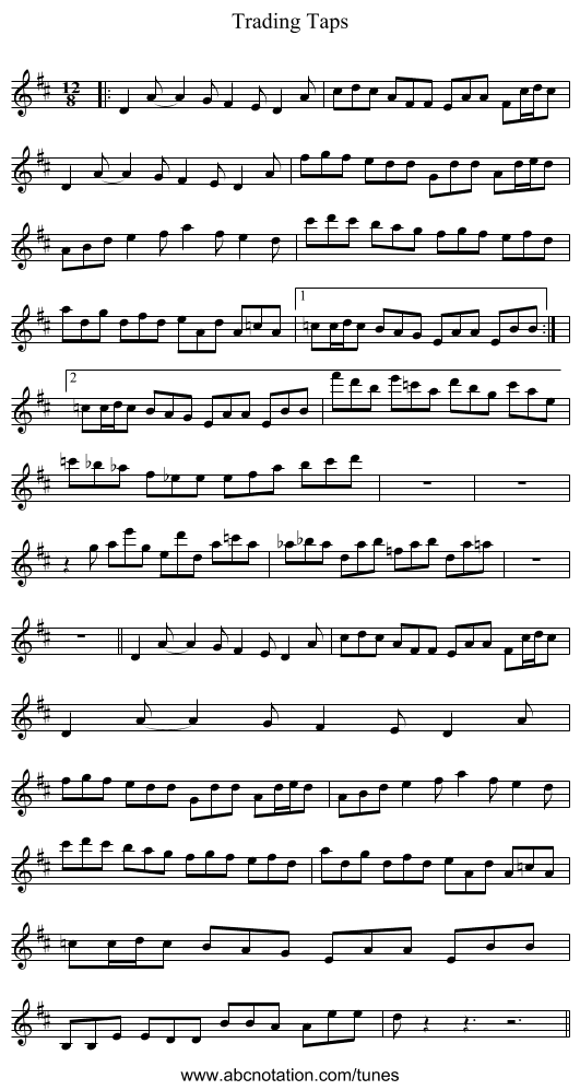 Trading Taps - staff notation