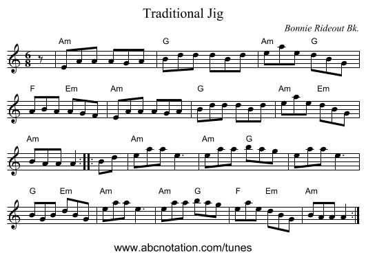 Traditional Jig - staff notation