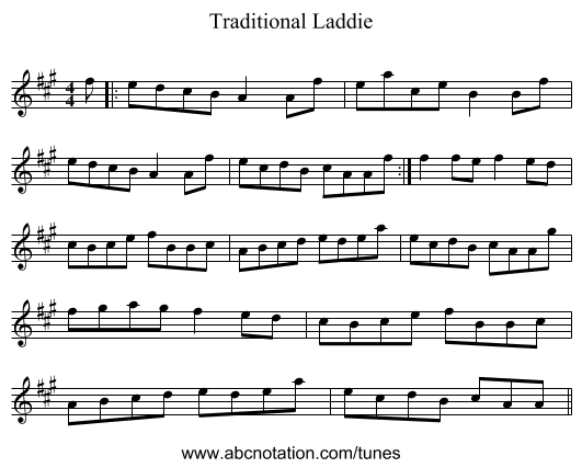Traditional Laddie - staff notation
