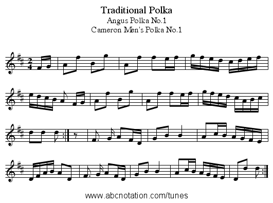 Traditional Polka - staff notation