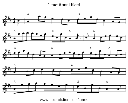 Traditional Reel - staff notation