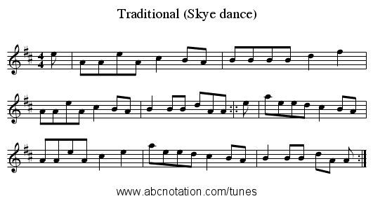 Traditional (Skye dance) - staff notation