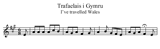 Trafaelais i Gymru - staff notation