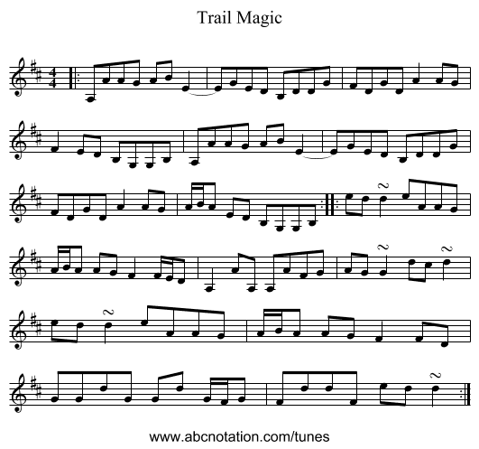 Trail Magic - staff notation