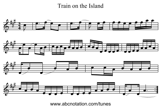 Train on the Island - staff notation