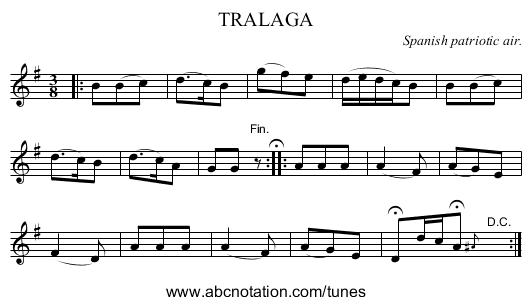 TRALAGA - staff notation