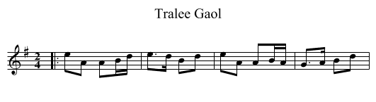 Tralee Gaol - staff notation