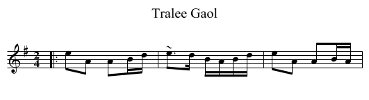 Tralee Gaol - staff notation