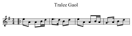Tralee Gaol - staff notation