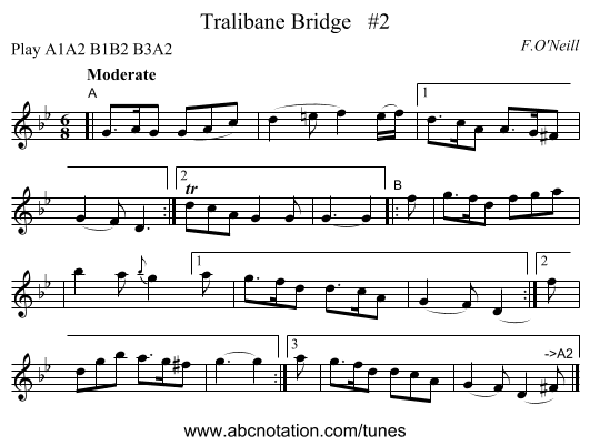 Tralibane Bridge   #2 - staff notation