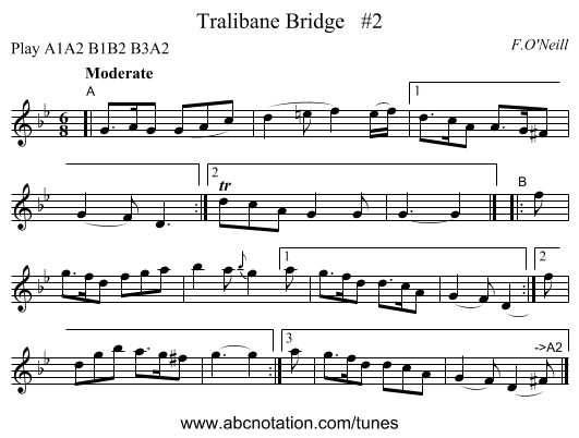 Tralibane Bridge   #2 - staff notation
