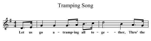 Tramping Song - staff notation