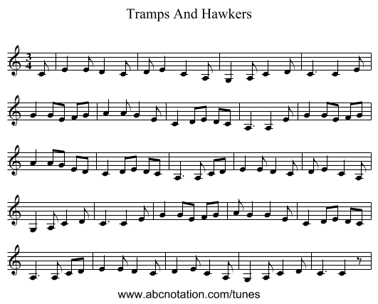 Tramps And Hawkers - staff notation