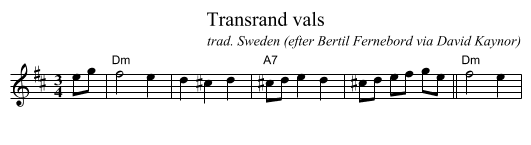 Transrand vals - staff notation