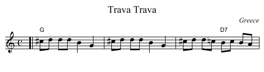Trava Trava - staff notation