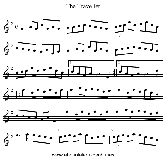 Traveller, The - staff notation