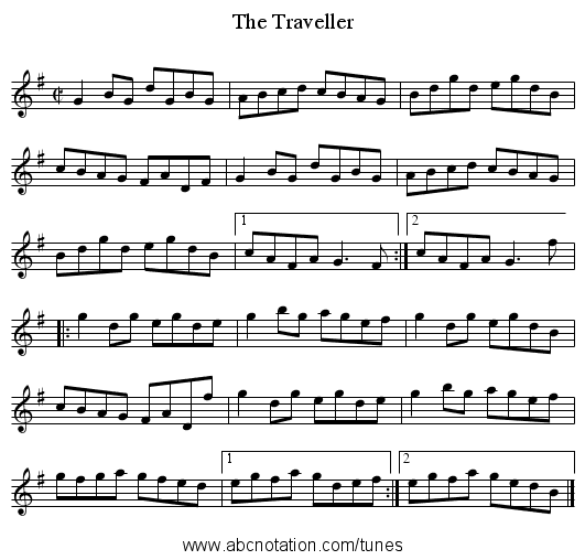 Traveller, The - staff notation