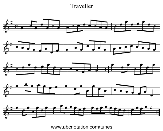 Traveller - staff notation