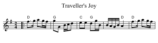 Traveller's Joy - staff notation