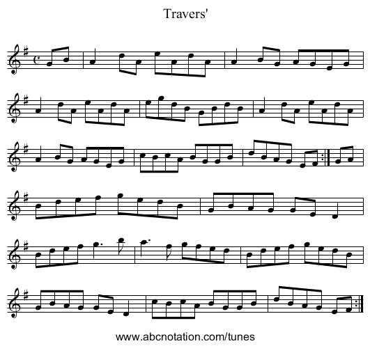 Travers' - staff notation
