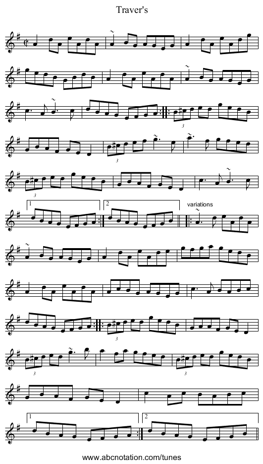 Traver's - staff notation