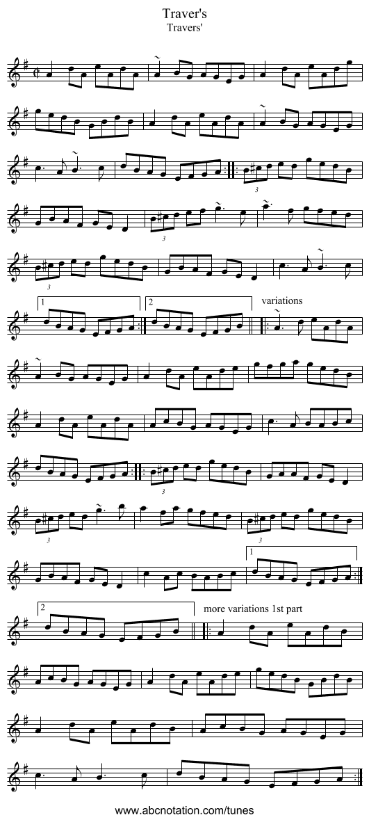 Traver's - staff notation