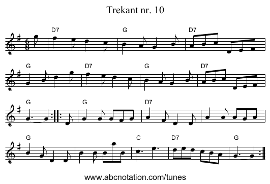 Trekant nr. 10 - staff notation