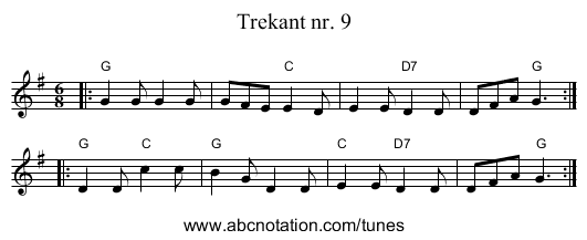Trekant nr. 9 - staff notation
