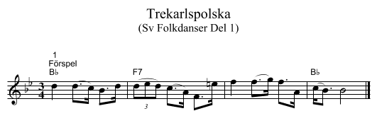 Trekarlspolska - staff notation