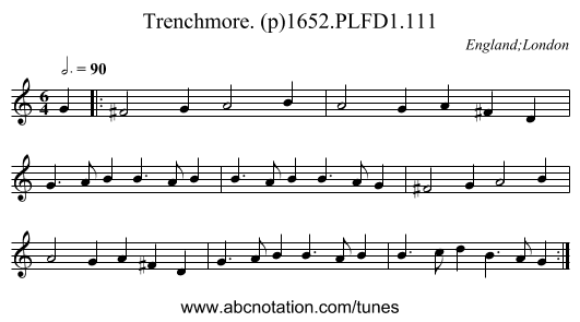 Trenchmore. (p)1652.PLFD1.111 - staff notation