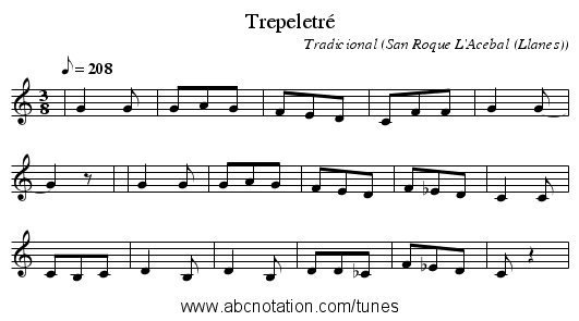Trepeletré - staff notation