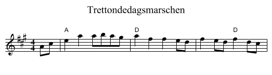 Trettondedagsmarschen - staff notation