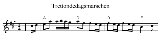 Trettondedagsmarschen - staff notation