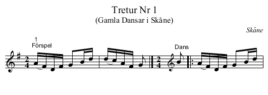 Tretur Nr 1 - staff notation